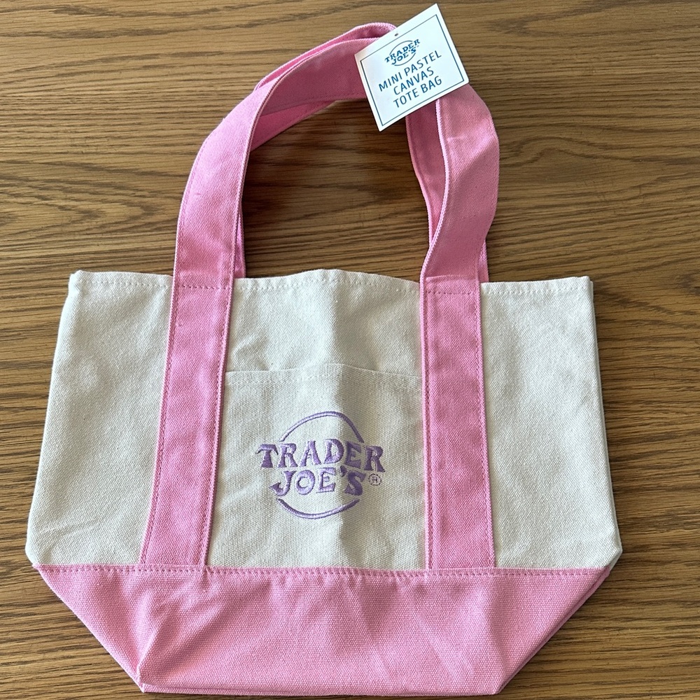 Trader Joe's Pink and Cream Canvas Tote